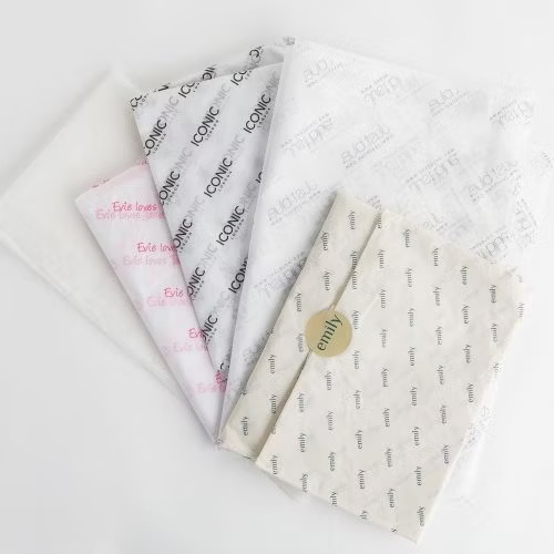 Custom printed tissue paper for wrapping retail products